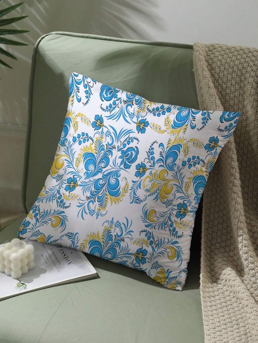 1個印花花紋枕套,裝飾沙發, 客廳或卧室,不包括內芯 - 彩色 - 查看 1