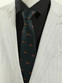 1pc Men's Fashionable Fox Patterned Thick Necktie For Fun Animal-Lovers, Suitable For Parties Or Gifts Casual - Red - View 5