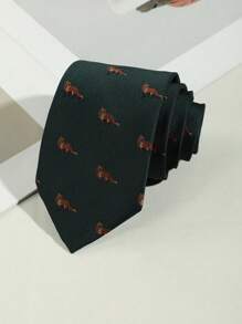 1pc Men's Fashionable Fox Patterned Thick Necktie For Fun Animal-Lovers, Suitable For Parties Or Gifts Casual - Red - View 14