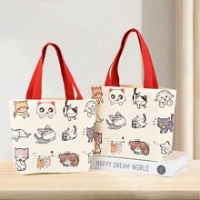 1 Pieza Bolsa De Almuerzo Portátil, Bolsa De Regalo De Empaque, Bolsa De Compras De Lona Para Estudiantes - una pieza - Ver 1