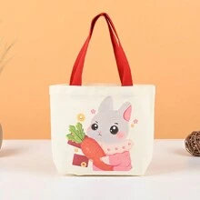 1 Pieza Bolsa De Almuerzo Portátil, Bolsa De Regalo De Empaque, Bolsa De Compras De Lona Para Estudiantes - una pieza - Ver 8