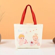 1 Pieza Bolsa De Almuerzo Portátil, Bolsa De Regalo De Empaque, Bolsa De Compras De Lona Para Estudiantes - una pieza - Ver 11