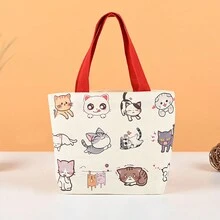 1 Pieza Bolsa De Almuerzo Portátil, Bolsa De Regalo De Empaque, Bolsa De Compras De Lona Para Estudiantes - una pieza - Ver 7