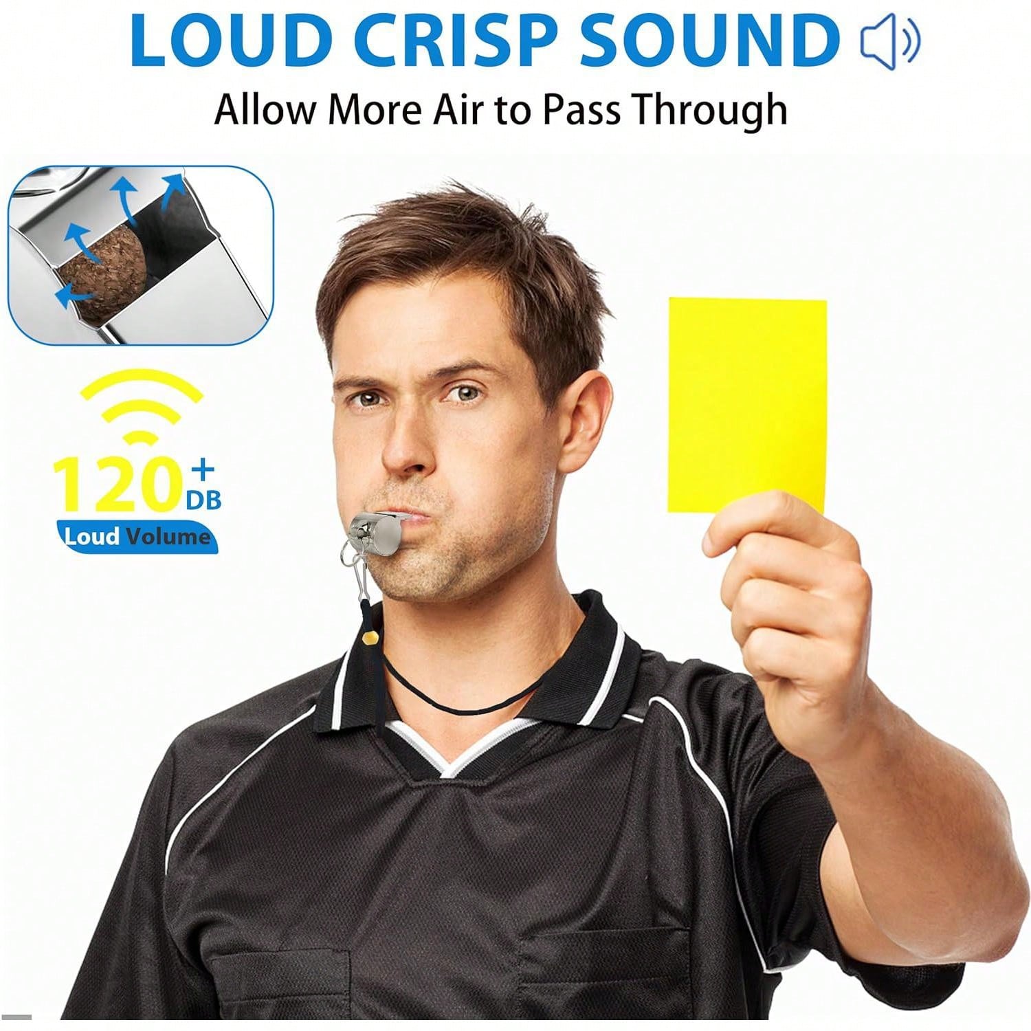 3pcs Metal Referee Sport Whistle With Lanyard, Stainless Steel Whistle