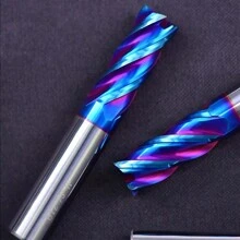 4齒hrc70硬度的硬質合金切削刀具,合金硬質合金銑削器,鎢鋼銑削刀,正方形路由器刀頭,12*75毫米 - 藍色 - 查看 6