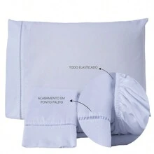 Jogo De Lençol Solteiro Avulso 200 Fios Percal 100% Algodão - Branco - Visão 2