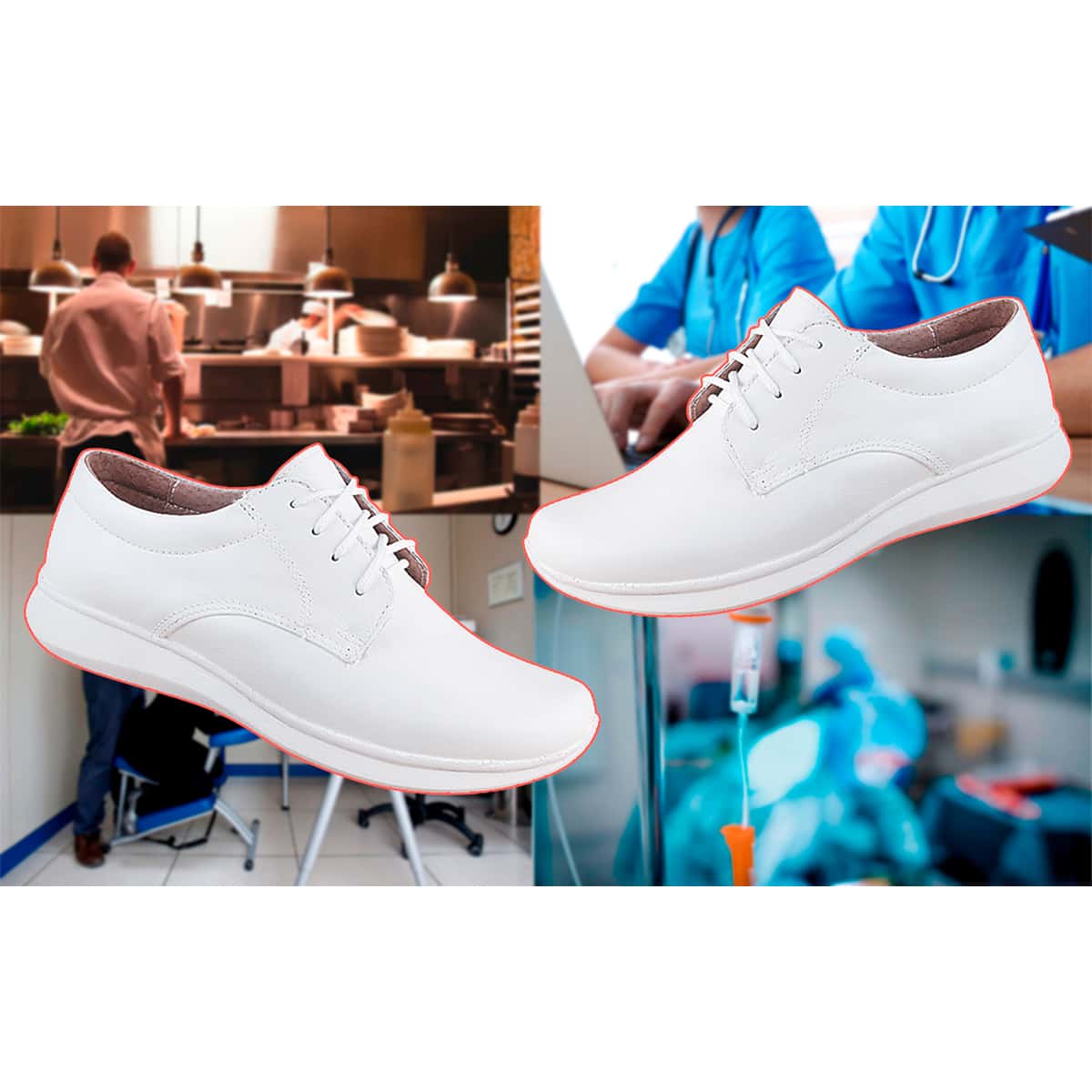 Zapato Para Mujer Médico Enfermera Clínico Zapato Para Doctora Fisioterapeuta Zapatos De Dama Para Chef Super Cómodo De Vestir De Piel Enfermeria 2015 - Blanco - Ver 1