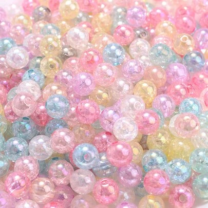 100 Miếng 8mm Trong suốt Mỹ nhân ngư Acrylic Hạt Sáng bóng Tròn Spacer Hạt Đối với Làm Dây chuyền Vòng tay Móc chìa khóa Phụ kiện