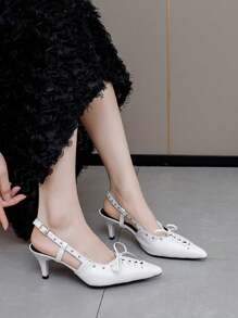 2024 New Arrival Women's Fashionable High-Heeled Pointed Toe Sandals With Closed Toe - White - View 4