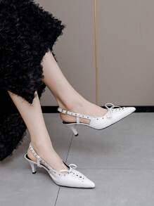 2024 New Arrival Women's Fashionable High-Heeled Pointed Toe Sandals With Closed Toe - White - View 2
