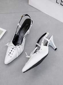 2024 New Arrival Women's Fashionable High-Heeled Pointed Toe Sandals With Closed Toe - White - View 1