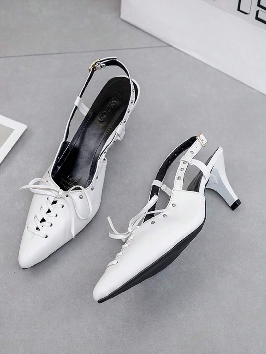 2024 New Arrival Women's Fashionable High-Heeled Pointed Toe Sandals With Closed Toe - White - View 1