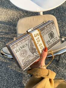 2019 Personalized Creative Dollar-Shaped Rhinestones-Encrusted Clutch Bag, Evening Bag, Party Bag, Ins Style Bag, Crossbody Bag
