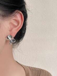 1 đôi bông tai thiết kế hình học bất đối xứng thời trang và tối giản dành cho nữ - Bạc - Xem 2
