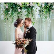 1 pieza Cortinas con estampado de planta y flor blanca como telón de fondo de fotografía de boda, decoración de fondo para despedida de soltera, fiesta de compromiso, accesorios de cabina fotográfica de estudio (4 tamaños), Navidad - Multicolor - Ver 5