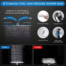 Shower Set, 8 Inch High Pressure Rainfall / Shower Head / 5-Function Handheld Shower Combo, 11 Inch Adjustable Extension Arm, 60 Inch Flexible Hose & Adhesive Shower Head Holder, Silver Showerhead - Silver - View 5