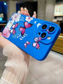 Ốp điện thoại hình bướm và hoa hồng 1 màu xanh tương thích với Iphone, Samsung, Xiaomi/Redmi, Oppo/Realme, Vivo, Infinix - Màu xanh lam - Xem 2