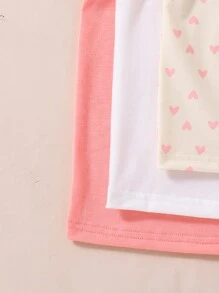 3pcs/Set Young Girl Ruffled Hem Casual Short Sleeve T-Shirt, Summer - Multicolor - View 4