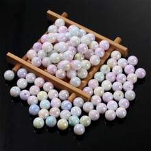 10/20/30/50/100/200 件 6/8/10/12/14/16 毫米美人鱼色闪亮亚克力隔珠散珠仿珍珠圆珠适用于珠宝制作项链手链耳环 DIY 手机链工艺品 - 彩色 - 查看 10
