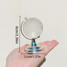 1pc Modern Style Mini Globe Decor With Transparent Base For Creative Desktop Decoration - Silver - View 2