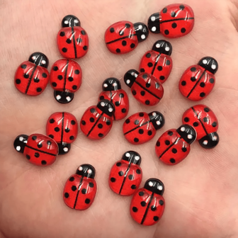 30pcs Resin Ladybird Flat Back Rhinestone Decorations - Multicolor Insect Themed Diy Craft Supplies For Scrapbooking, Diy Phone Cases, Etc. Summer, School