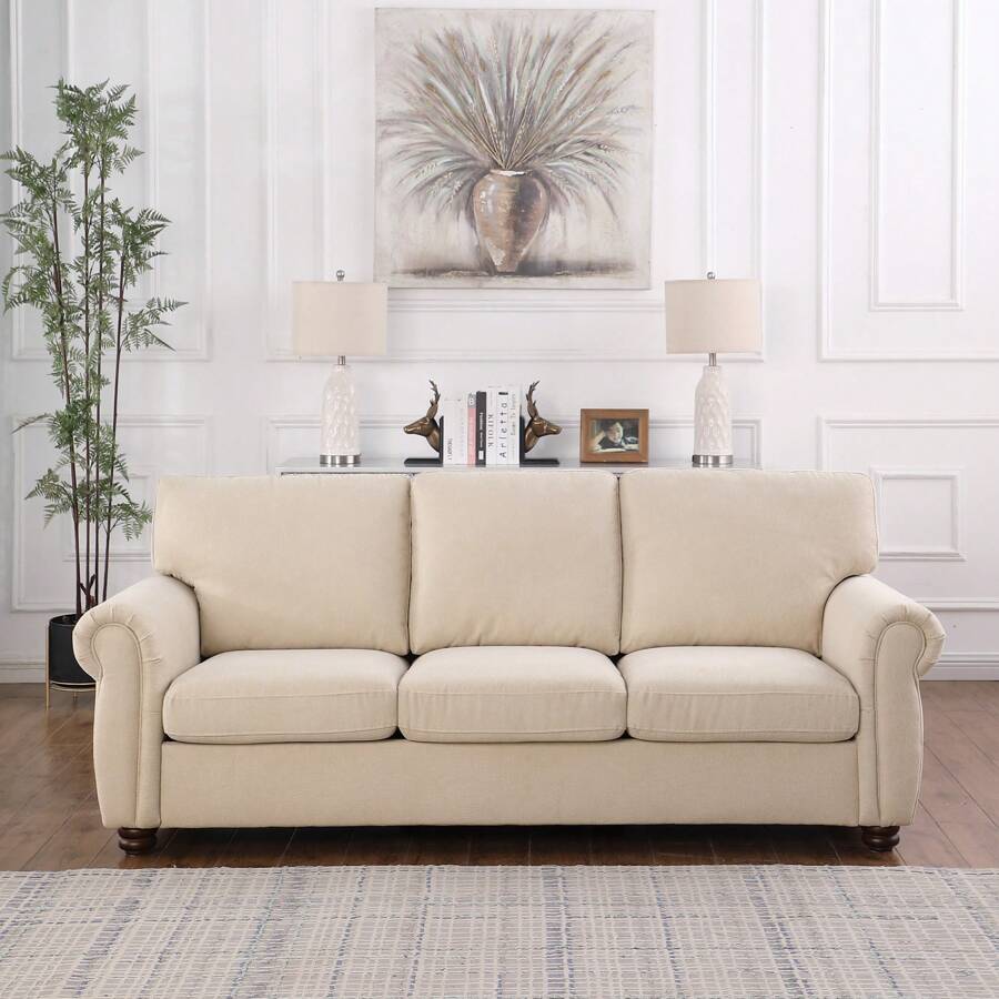 84.7'' Upholstered Sofa - Beige - View 1