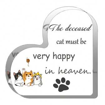 Pet Memorial Gift, Loss Of Dog Or Cat Sympathy Gift, Heart-Shaped Crystal Acrylic Plaque With Zombie Design, Suitable For Desk Decoration