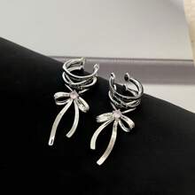 2pcs Vintage & Luxurious & Aesthetic & Delicate Bow Design Clip-On Earrings For Women, Fashionable And Cute, Non-Pierced, Ideal For Party Gift Valentines,Mom,Mother,Mother's Day,Gift