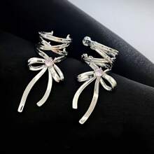 2pcs Vintage & Luxurious & Aesthetic & Delicate Bow Design Clip-On Earrings For Women, Fashionable And Cute, Non-Pierced, Ideal For Party Gift Valentines,Mom,Mother,Mother's Day,Gift