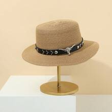 1 Miếng Của phụ nữ Giải trí & Thanh lịch Phong cách Thắt lưng Mũ chống nắng Với Màu bạc Kim loại Đầu bò Trang trí Và Dệt Cỏ Thiết kế Đối với bờ biển Du lịch Boho - Trang trí thắt lưng - Xem 2