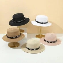 1 Miếng Của phụ nữ Giải trí & Thanh lịch Phong cách Thắt lưng Mũ chống nắng Với Màu bạc Kim loại Đầu bò Trang trí Và Dệt Cỏ Thiết kế Đối với bờ biển Du lịch Boho - Trang trí thắt lưng - Xem 1