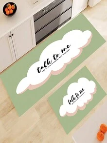 1 件法蘭絨客廳地墊浴室可愛字母印花門墊防滑墊 - 彩色 - 查看 6