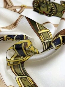 Casual Fashionable Chain & Square Scarf - Red - View 9