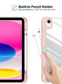 1 件三折硅胶可折叠防摔平板电脑保护套兼容 iPad 带笔架平板电脑皮革保护套-粉色