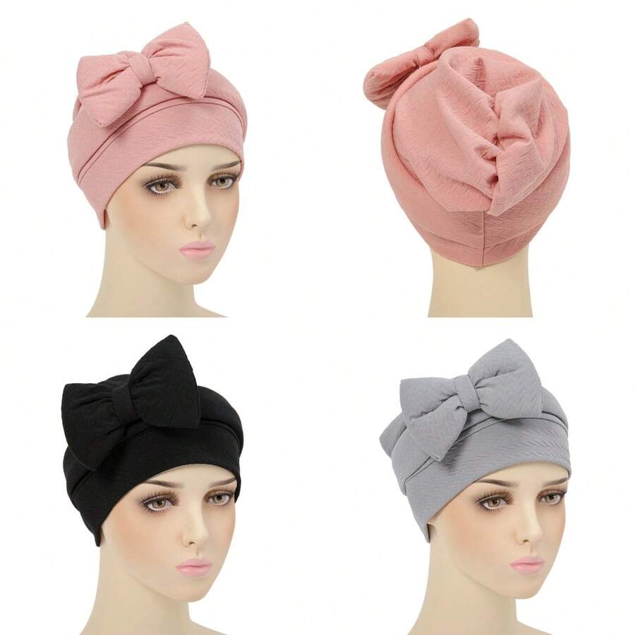 Màu thuần Khăn xếp Dây buộc tóc Với Bowknot Thời trang Xoắn Quấn đầu , 1 Miếng - Nhiều màu - Xem 1