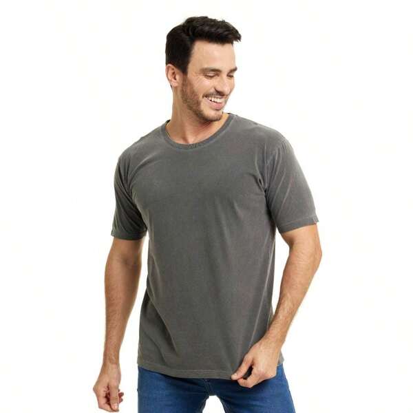Camiseta Básica Estonada Masculina 100% Algodão