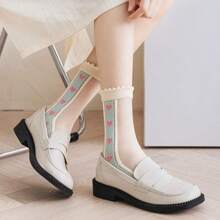 淺藍色透明玻璃絲中筒襪,甜美可愛,透氣舒適 - 淺藍色 - 查看 5