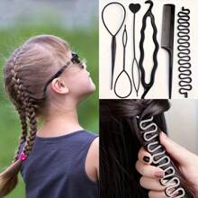 6 cái Đơn giản Tóc Cái đĩa Công cụ tạo kiểu Bộ , Tóc Máy kéo Dụng cụ đan Lược chải tóc Kẹp tóc Phụ kiện tóc Đối với phụ nữ - màu đen - Xem 7