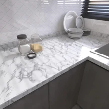 1 Roll Of Self-Adhesive Vinyl Film For Home Use, Perfect For Kitchen, Living Room And Tea Table Decoration - Black and White - View 5