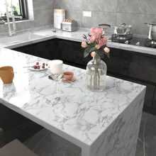 1 Roll Of Self-Adhesive Vinyl Film For Home Use, Perfect For Kitchen, Living Room And Tea Table Decoration - Black and White - View 4