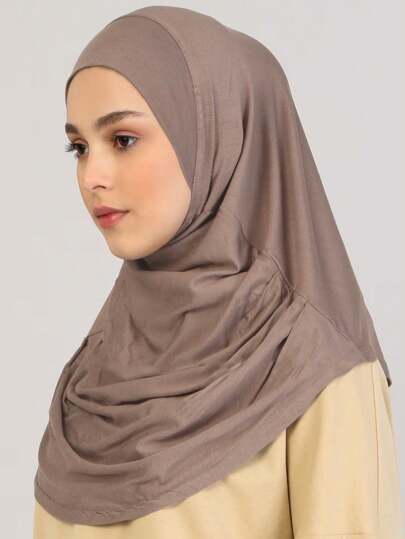 1pc Classic Long Brim Silk Head Scarf For Everyday And Sports Hijab Caps Turban Headband For Abaya Daily Under Cap Veiled Clothes