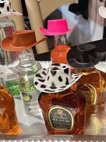 10PCS/30PCS/1 Set Of Mini Cowboy Hats, Plastic Mini Party Hats, Party Favors, Cowboy Hats, Suitable For Party Accessories, Doll Decorations, Game Cake Decorations, Wine Bottle Decorations, DIY Crafts - Black - View 8