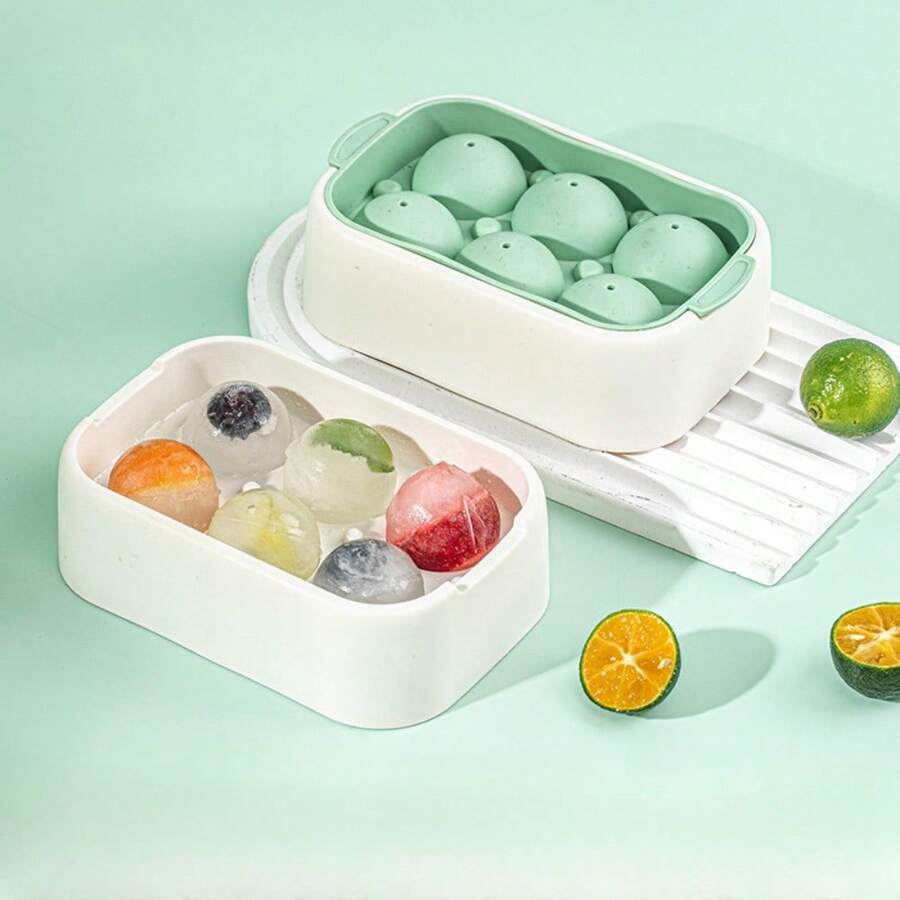 1pc Green Ice Cream Mold, Home Use Ice Cube Tray For Making Ice Cream, Popsicles, Snowballs, Press Type Silicone Mold - Green - View 1