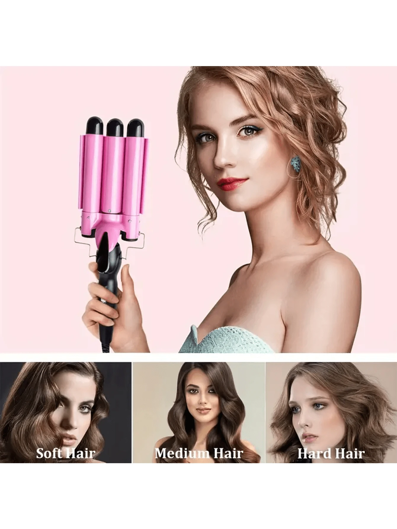 Ceramic Hair Curling Iron, 3 Barrel Ceramic Curling Iron Wand, Hair Curler, Hair Styling Tool, Curling Iron Wand, Durable, For All Hair Types For Home Use For Beauty, Holiday Gift