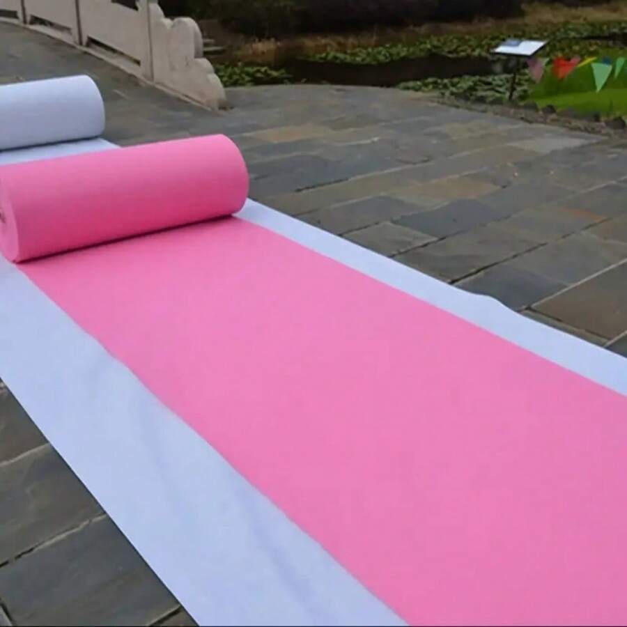 1pc Pink Disposable Carpet Suitable For Wedding, Birthday Party