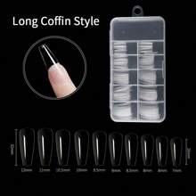 Short Square Almond Coffin Nail Tips - 100Pcs/Box Clear Soft Nail Tips Full Cover Gel Nails False Nails Pre-Shaped Acrylic Press On Nails For Extensions Easy For Home DIY Nail Salon