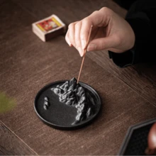 1pc Solid Color Traditional Chinese Incense Burner For Backflow Incense, Ceramic Incense Holder With Small Incense Sticks Slot For Sandalwood Tea Table Tea Ceremony - Multicolor - View 7