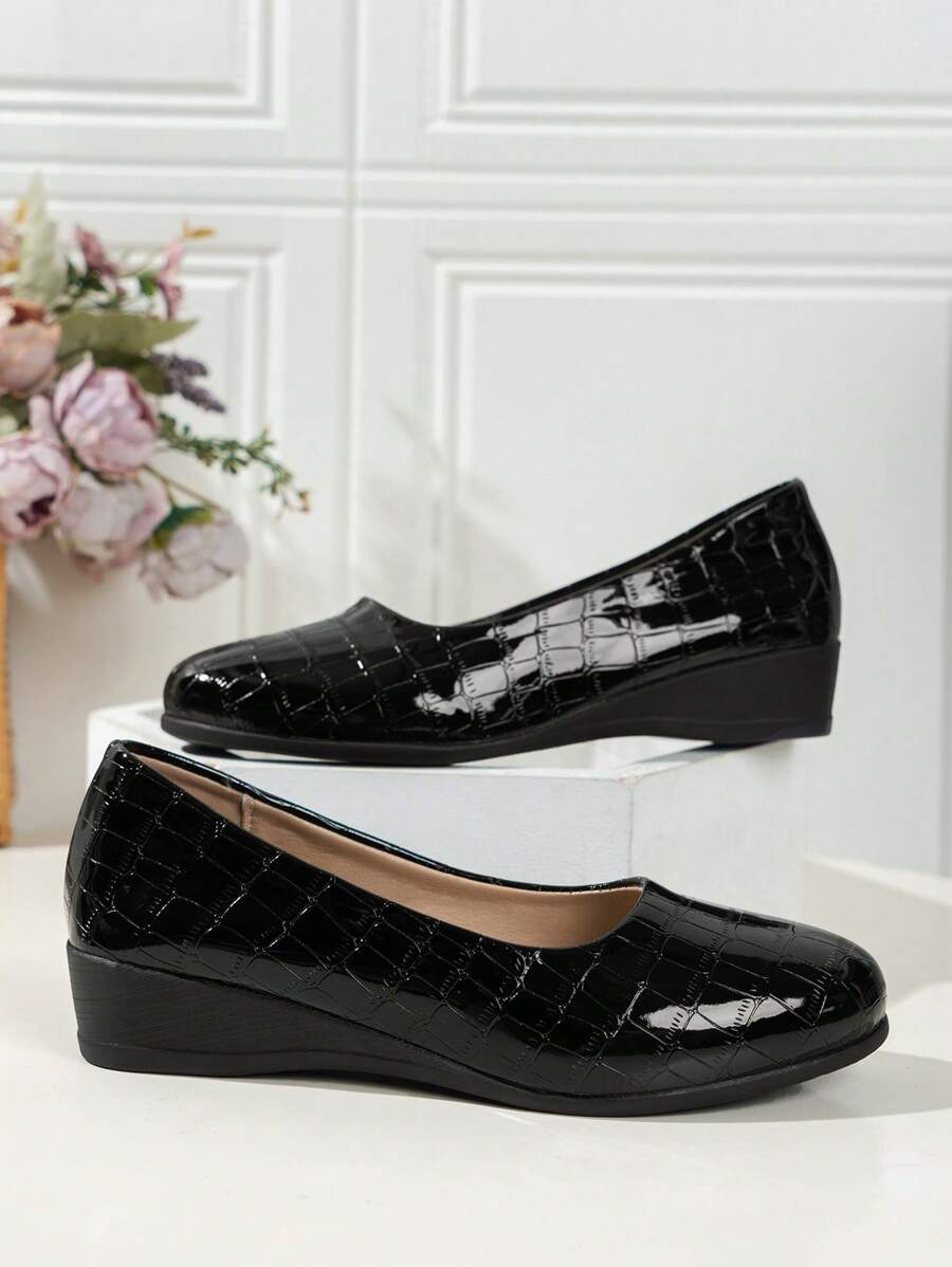 Fashionable High Heel Platform Shoes, Stylish & Versatile For Party, Commute, Office Wear, Elegant & Chic Slip-On Design - Black - View 1
