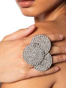 1入組65mm大尺寸婚禮戒指,閃亮的幾何圓形戒指,鑲滿水晶鑲嵌 - 圓形幾何 - 查看 1