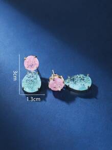 1對豪華時尚水滴形狀氧化鋯嵌鑽女飾耳環，適用於時尚和正式服裝，適用於節慶場合和生日禮物 - 彩色 - 查看 2